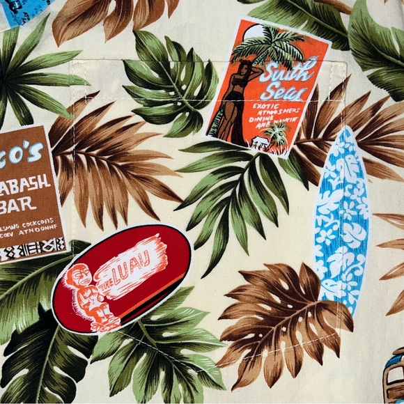 CT HAWAII FASHIONS Mixed Print Men’s Hawaiian Shirt - Small, Cream/Multi-Color - Picture 3 of 6